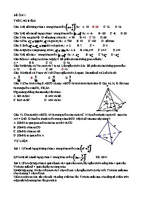 Đề ôn Toán lớp 11 cho học sinh trung bình